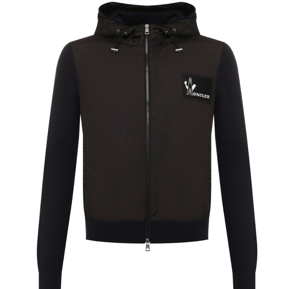 NWT Moncler Men's Full Zip Contrast Logo Hoodie XL